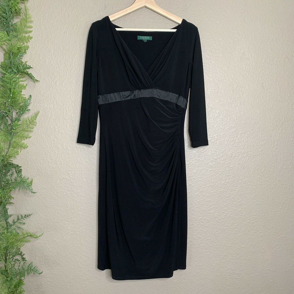 🌳 Lauren Ralph Lauren Sheath Dress Black Wrap